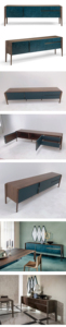 Meuble TV en bois vert nordique à décoration moderne et luxueux meuble de salon tv 70 75 85 pouces - Product Image 5