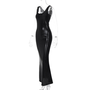 Vintage Femme Sexy Femme Casual U-cou Slim Fit Fente Solide Couleur Jarretelles Robes Vêtements - Product Image 5