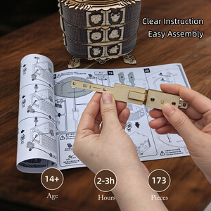 Boîte de rangement rotative créative en bois artisanal 3D personnalisée par l'usine OEM, <span class=keywords><strong>horoscope</strong></span>, dessin animé, musique, lumière, jouets DIY pour enfants et adultes - Product Image 5