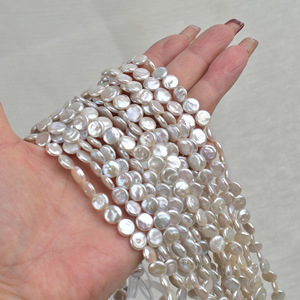 Mini perles baroques d'eau douce naturelles de 9-10 mm, bouton solide, accessoires de collier DIY - Product Image 1