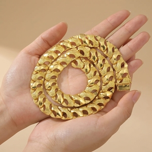 ZH Nueva Moda Cadena de Eslabones Cubanos Chapada en Oro de 24K con Engaste de Garra, Joyería de Latón para Mujer y Hombre, <span class=keywords><strong>Estilo</strong></span> Clásico - Product Image 4