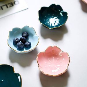İskandinav tarzı <span class=keywords><strong>Sakura</strong></span> şekilli Mini seramik soya sosu daldırma çanak kiraz çiçekleri biblo baharat daldırma kase mutfak için - Product Image 3