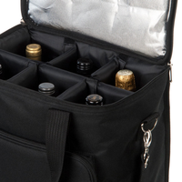 Sac à dos isotherme à roulettes pour vin avec motif lettres en polyester, capacité 6/12 bouteilles, glacière de voyage grande capacité 20L