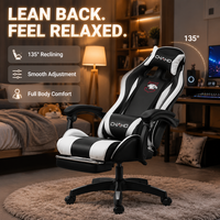 Chaise de jeu AOR en cuir, design industriel, base pivotante, accoudoirs réglables, inclinable, pour le travail, la maison, l'internet café