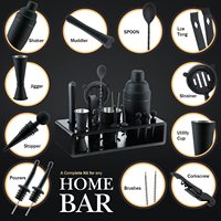 Ensemble de shaker à cocktails de luxe en acier inoxydable 304 de qualité alimentaire, réutilisable, 16 pièces, 750 ml, avec doseur 15/30 ml et cuillère de mélange, pour usage en bar