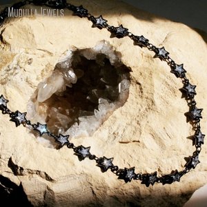 NM43591 Gunmetal Jewelry Cubic Zirconia Pentagram Star Y2k Moon Choker Necklace <strong>Witch</strong> Goth Layering Boho <strong>Jewellery</strong> - Product Image 3