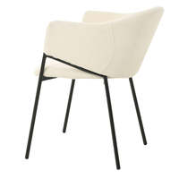 Fauteuil de salle à manger contemporain en tissu rembourré beige, design populaire, respectueux de l'environnement, avec pieds en métal