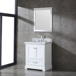 Mueble de Baño Moderno de Madera Maciza Estilo Rústico con Lavabo de Cerámica, Espejo con Marco Resistente al Agua y Construcción de Cierre Suave - Product Image 2