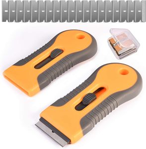 Raspador de Cuchillas, 2 Raspadores Retráctiles de Plástico con 40 Cuchillas de Acero para Vidrio, Estufas y Ventanas - Product Image 1