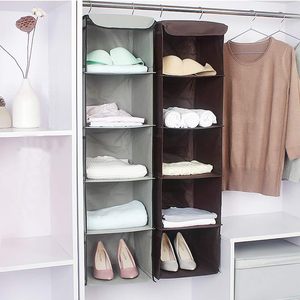 Hanging Closet Organizer 5 <b>Shelves</b> 1 Pack Gray Fabric Storage For Clothes Bedroom <b>Hook</b> Type - Product Image 4
