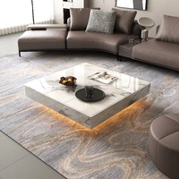 Table basse carrée en verre trempé de style italien moderne, luxe léger, haut de gamme, pour salon, hôtel, appartement, meubles de maison