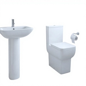 WC moderne compact sans bride, deux pièces, 550 mm, double chasse, siphon en P, à poser au sol, en céramique, équipement sanitaire de salle de bain - Product Image 3