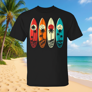 T-shirt de surf rétro tropical Hawaï Palm Surfing pour la promotion - Product Image 3
