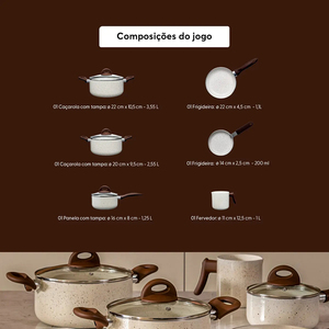 Juego de Ollas y Sartenes de Cerámica Moderna con Revestimiento de Mármol, Tapas de Vidrio, Asas de Baquelita, Antiadherente, 6 Piezas, de Aluminio, Compatible con Inducción - Product Image 3