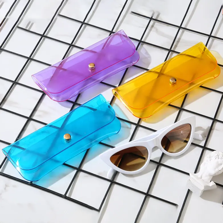 स्पष्ट पेंसिल केस श्रृंगार बैग चुंबकीय बंद होने के लिए धूप का चश्मा चश्मा मामलों चश्मा पाउच जेली पीवीसी क्लच पर्स चश्मा