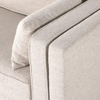 Canapé moderne en tissu couleur avoine 3 places avec accoudoirs à rail et base en bois, ensemble de meubles de salon pour appartement, maison, villa, hôtel, loft