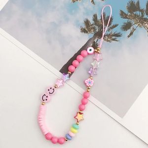 Sourire visage perle argile perlée chaîne de téléphone portable acrylique dessin animé téléphone <span class=keywords><strong>bijoux</strong></span> femmes filles Anti perte téléphone lanière suspendue - Product Image 6