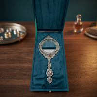 Miroir à main décoratif plaqué argent avec coffret cadeau royal