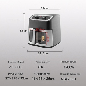 Friteuse à air électrique en acier inoxydable 1500W, capacité 2L, fenêtre de visualisation, sans fumée, sans huile, nettoyage facile, source d'alimentation mécanique robuste - Product Image 4