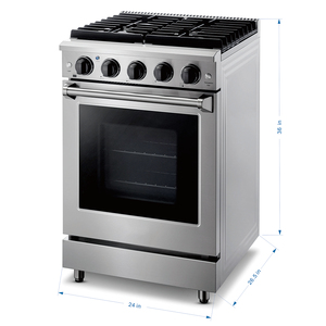 Cuisinière à gaz naturel autoportante 24 pouces 4 brûleurs avec four pour le ménage - Product Image 2