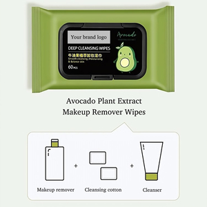 Toallitas de maquillaje verde aguacate efectivas al por mayor, toallitas húmedas desmaquillantes, toallitas de maquillaje para niñas, limpieza facial - Product Image 2