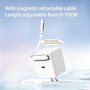 65W GaN Wall Charger with Retractable USB-C Cable – PD Fast <b>Charging</b> for Phones, Tablets & Laptops EU/US/UK/AU <b>Plug</b> - Product Image 4