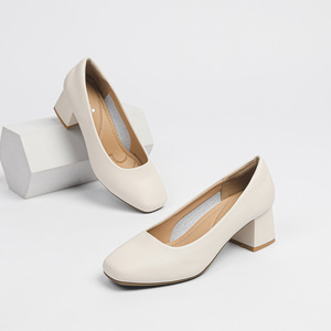 <span class=keywords><strong>Zapatos</strong></span> <span class=keywords><strong>de</strong></span> Trabajo Profesionales para Azafatas, Negros, Tacón Medio, Punta Cuadrada, Suela Suave, Cómodos, Sin Cordones, Aumentan la Estatura - Product Image 4