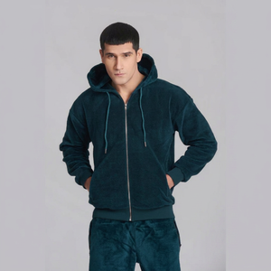 High Quality Vintage Streetwear Custom LOGO Stacked Tracksuit Unisex <b>Lightweight</b> 100% Cotton Breathable Hooded Drawstring <b>Jacket</b> - Product Image 1