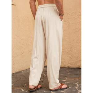 Pantalones bombachos informales para hombre 2025, pantalones holgados de algodón ligeros con cintura elástica, pantalones de playa para Yoga de verano con cremallera XL antiarrugas - Product Image 3