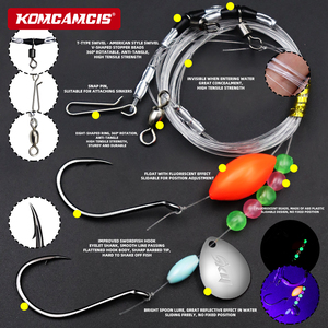 OEM 61.01 pulgadas S-531 Aparejo para Pez Espada con Cuentas de Colores, Anzuelo Octopus 3/0, Cuchilla con Cuentas Luminosas, Diseñado para Pesca en Agua Salada y con Características Especiales - Product Image 4