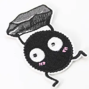 Kartun Hitam Batubara Anime Karakter Patch Bordir Pakaian Patch untuk Pakaian Anak-anak Bordir Iron-On Patch Applique