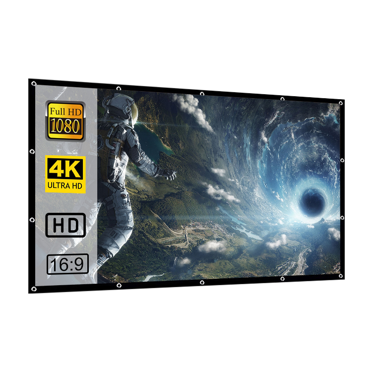 Indasina 16:9 100 120 150 дюймов открытый дом складной портативный полиэстер ткань проектор мягкий занавес экраны для настраиваемых