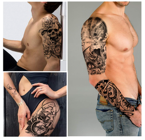 Tatouages temporaires autocollants <span class=keywords><strong>pour</strong></span> le corps, les bras, la poitrine, les épaules, <span class=keywords><strong>pour</strong></span> hommes ou femmes, avec de petits motifs noirs - Product Image 4