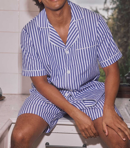 Wholesale <strong>Men's</strong> Striped Pajama <strong>Sets</strong> Breathable Sleepwear 100% Cotton Casual Homewear <strong>Mens</strong> Nightwear Custom <strong>Pyjamas</strong> for <strong>Men</strong> <strong>Set</strong> - Product Image 4