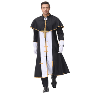 Disfraz <span class=keywords><strong>de</strong></span> Halloween para adultos, traje <span class=keywords><strong>de</strong></span> sacerdote negro, pastor religioso, Padre Medieval, trajes <span class=keywords><strong>de</strong></span> monje, TV y película - Product Image 2