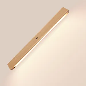 Popular Design Wooden Material LED PIR Sensor Cycle Charging Cordless Battery Powered Stick-Anywhere Closet Light for Home