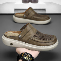Sandales et claquettes pour hommes, chaussures de marche, de randonnée et de plage, plates, à bout couvert, ajourées et respirantes