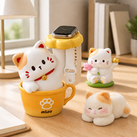 Tempat Jam Tangan Kucing Kartun Modern Kreatif, Figur Hewan Lucu, Ornamen Meja, Dekorasi Rumah Kantor, Hadiah, Buatan Cina