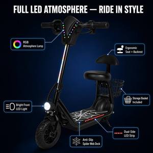 <span class=keywords><strong>Scooter</strong></span> Eléctrico de 250W 36V al por Mayor con Asiento y Cesta Trasera TC-ECS001, <span class=keywords><strong>Scooter</strong></span> Eléctrico Portátil con Luz Ambiental Colorida - Product Image 2