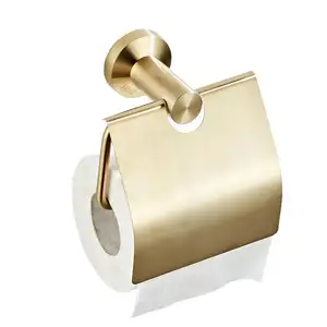 Fırçalanmış altın 304 paslanmaz çelik tuvalet kağıdı tutucusu tuvalet bung yem rulo standı banyo doku tutucu tuvalet kağıdı tutucu