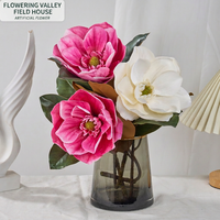 Branche de fleur de magnolia artificielle réaliste en tissu de soie pour arrangement floral, décoration de mariage, jardin, hôtel