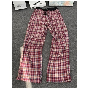 <span class=keywords><strong>Pantalon</strong></span> pour <span class=keywords><strong>homme</strong></span>, style rétro américain, à carreaux rouges, plissé, bicolore, coupe droite avec ourlet légèrement évasé - Product Image 5