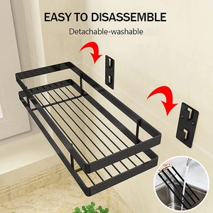 Étagère de rangement murale multifonctionnelle à 2 niveaux en métal robuste pour usage domestique - Product Image 3