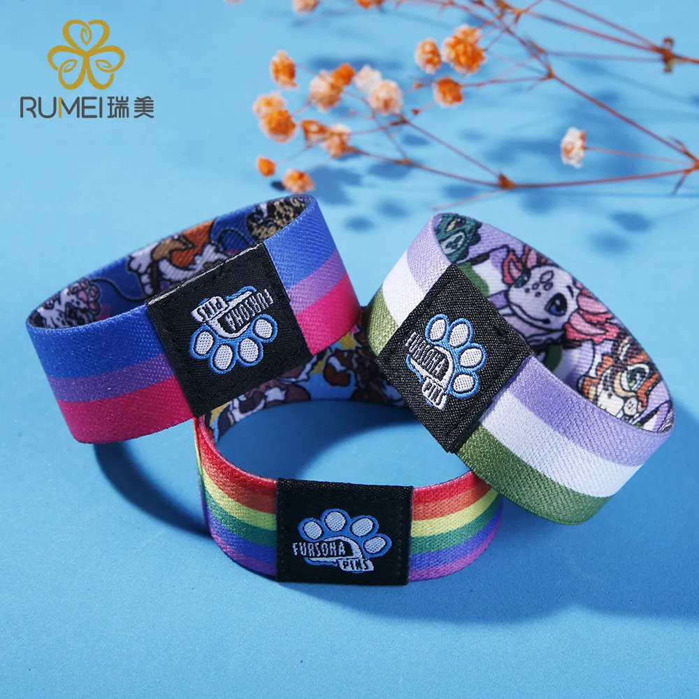 Kawaii carton căng dây đeo cổ tay Vòng đeo tay Polyester dây đeo cổ tay vòng đeo tay linh hoạt ban nhạc cổ tay Cuff Vòng đeo tay thể thao giản dị Bangle