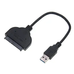sata usb kablosu adaptörü Suppliers-Siyah USB 3.0 Sata 22pin veri güç kablosu adaptörü için 2.5 "inç HDD sabit disk sürücü USB kablosu