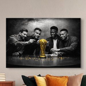 Lienzo Artístico con Impresión de <span class=keywords><strong>Messi</strong></span> y Ronaldo, Mundial 2026, Póster de Leyendas del Fútbol, Decoración de Campeonato, Regalo con Marco DIY - Product Image 1