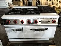 Cuisinière à gaz 4 brûleurs haute performance 2026 avec plaque de cuisson et four, équipement de cuisson au gaz robuste certifié CE pour restaurants