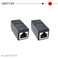Adaptateur de rallonge Ethernet RJ45 8P8C femelle-femelle blindé noir Cat5 Cat5e Cat6