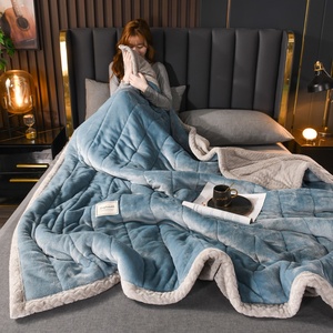 Tùy Chỉnh Sang Trọng Rắn <span class=keywords><strong>Flannel</strong></span> Lông Cừu Sữa Nhung <span class=keywords><strong>Sherpa</strong></span> Chăn Ném Dày Mềm Ấm Chăn Cho Giường Đôi Mùa Đông Bán Buôn - Product Image 4