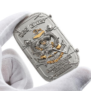 Alliage de haute qualité forme rectangulaire deux tons <span class=keywords><strong>couleur</strong></span> 3D argent plaqué pièces Collection pièce de défi personnalisée pour la Collection - Product Image 2